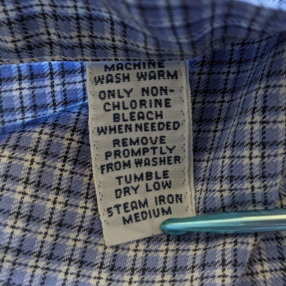 Vintage Men's Ralph Lauren Blue Plaid Shirt 18 35 Yarmouth Button Down Cotton - Picture 8 of 8